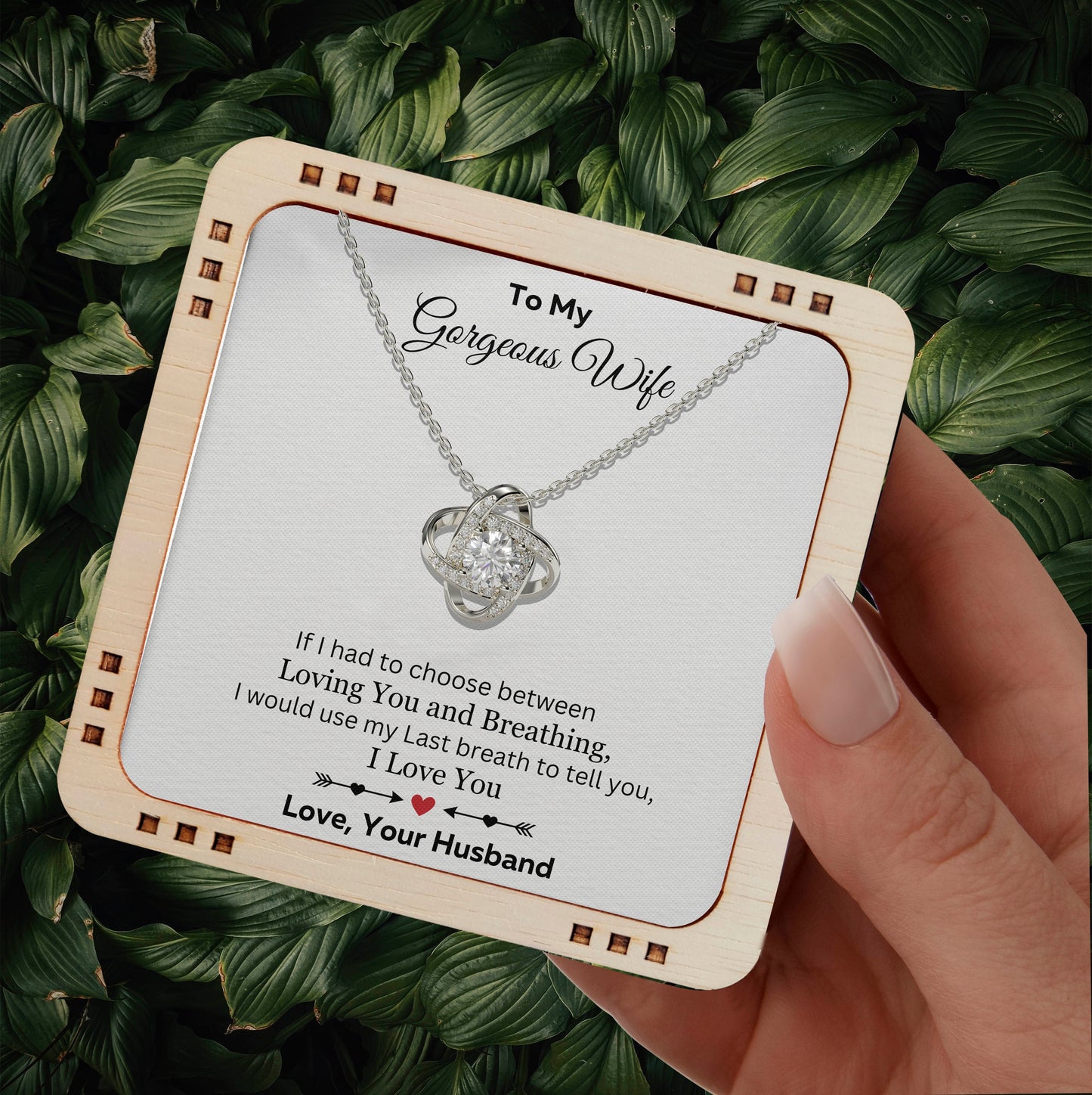 To My Gorgeous Wife - I would use my Last breath to tell you, 925 Sterling Silver Necklace