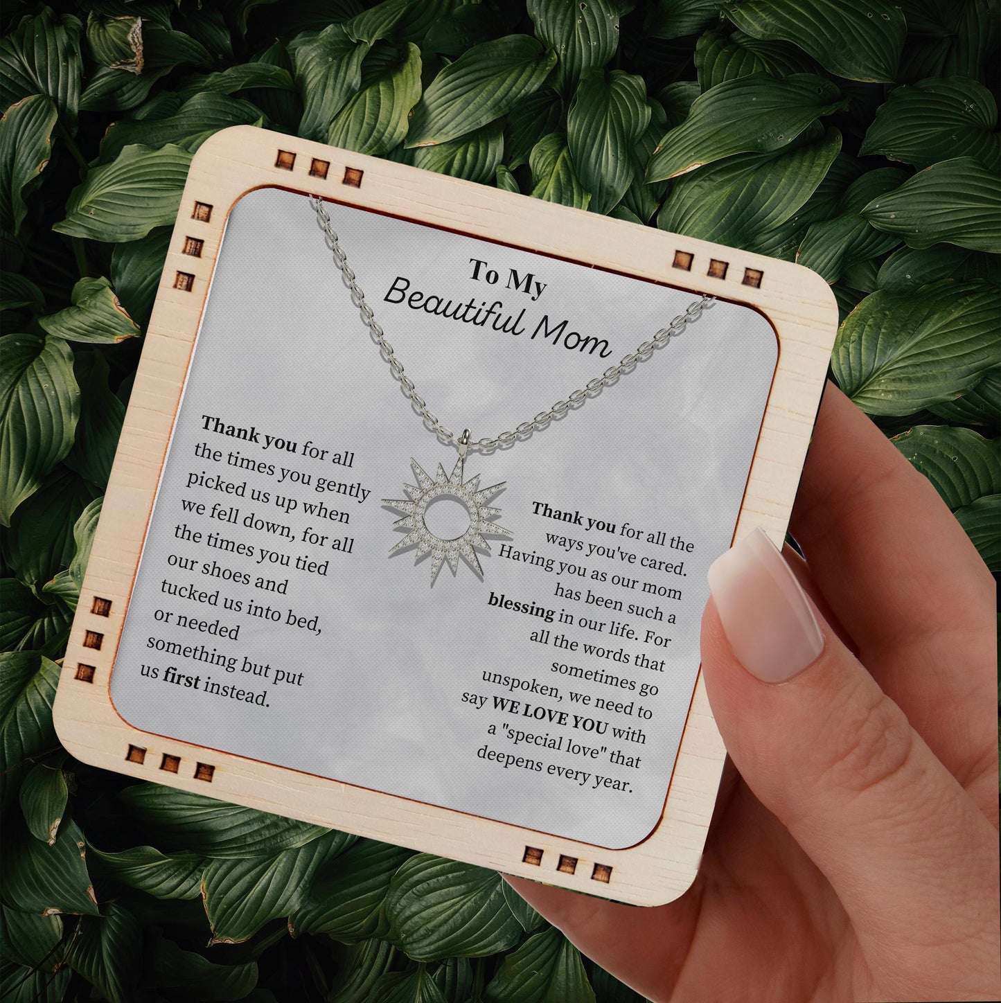 18K Gold Plated Necklace To My Beautiful Mom - Thank you for all the ways you've cared