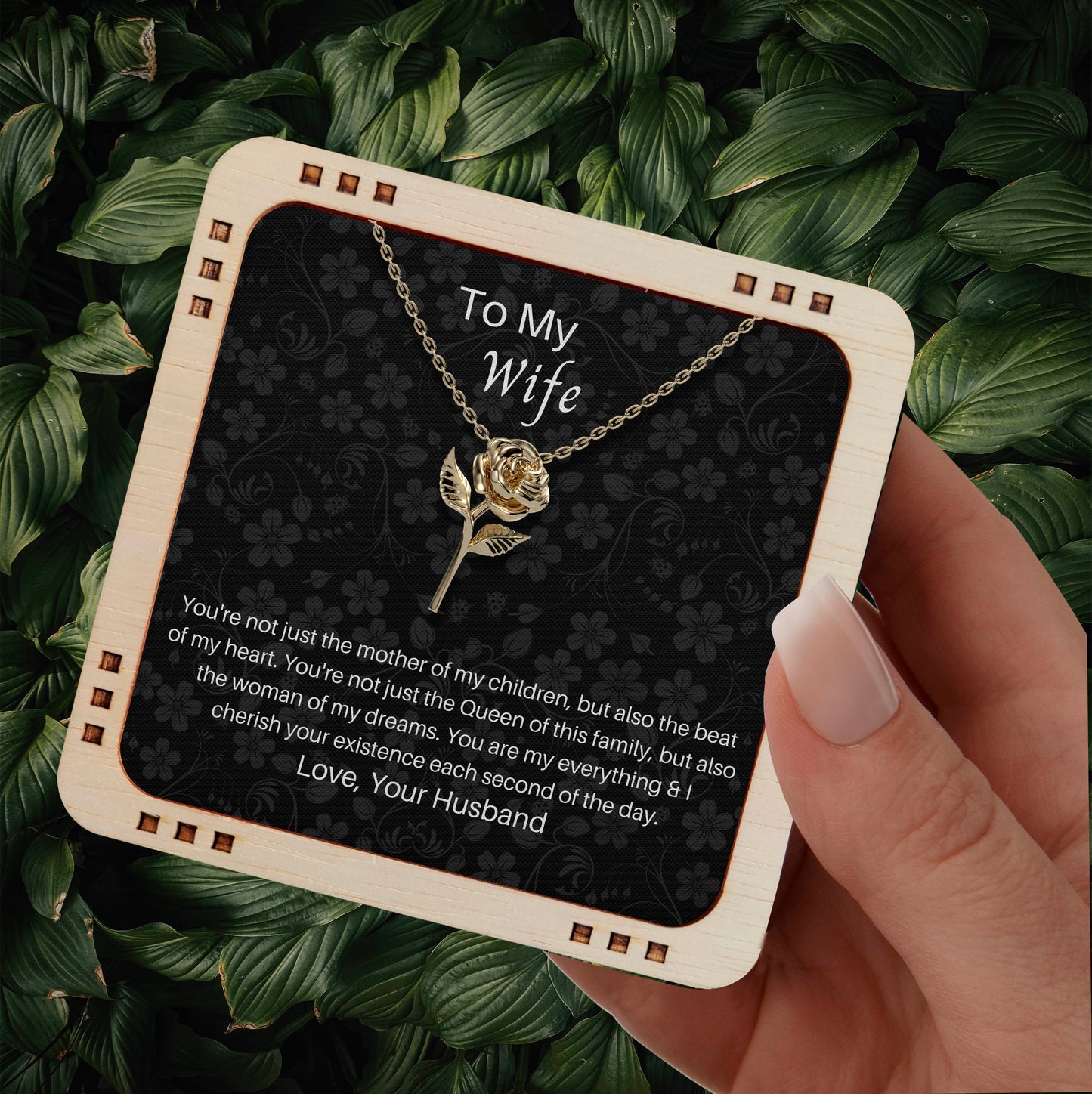 18K Gold Plated Rose Necklace To My Wife - You're woman of my dreams