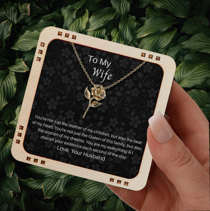18K Gold Plated Rose Necklace To My Wife - You're woman of my dreams